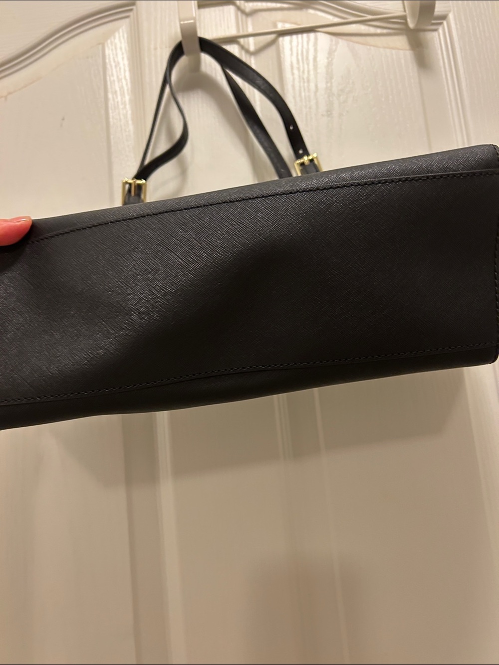 Tory Burch Black Leather Double-Handle Tote with Gold Hardware - Picture 3 of 8